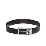 Men Black & Brown Textured Leather Reversible Belt